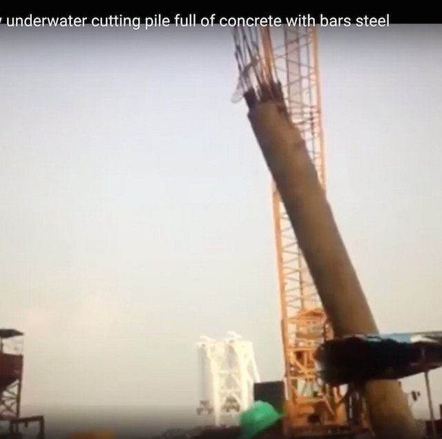 UNDERWATER PILE CUTTING BY HYDRAULIC WIRE SAW MACHINE AND DIAMOND WIRE