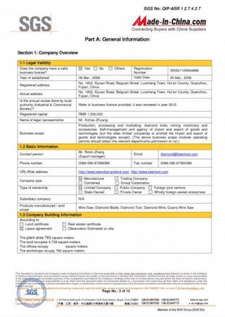 wire saw machine_diamond wire_saw blades and segments_diamond tool_SGS certificate_Keentool 001